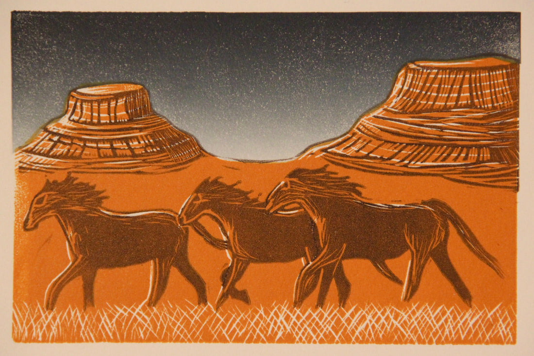 Nature-inspired relief print by artist Yoshi Nakagawa, printed on Japanese washi paper