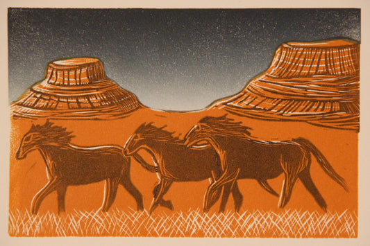 Nature-inspired relief print by artist Yoshi Nakagawa, printed on Japanese washi paper