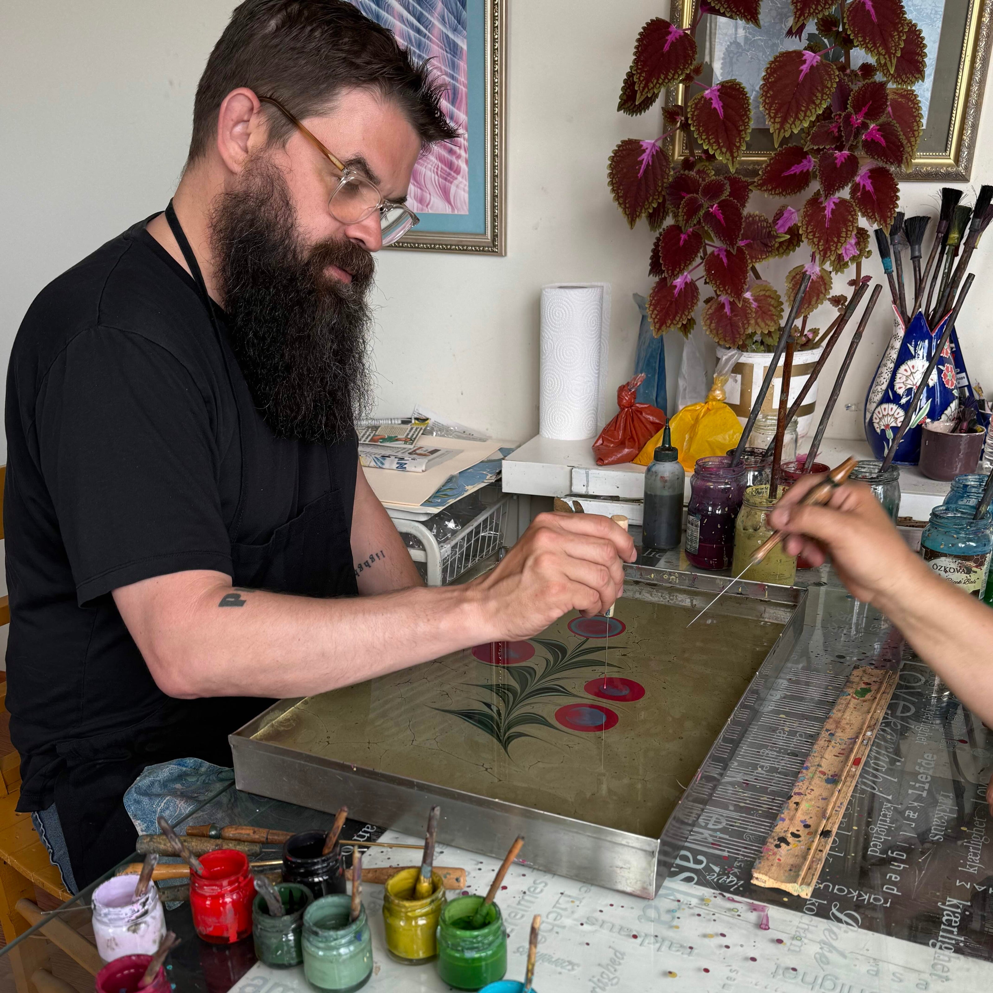 Ben Beres doing marbling in Istanbul
